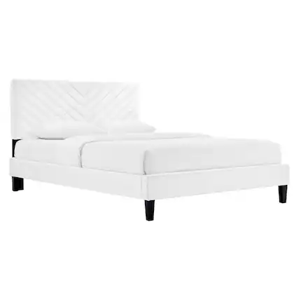 Front. Modway - Roxanne Performance Velvet Full Platform Bed - White.