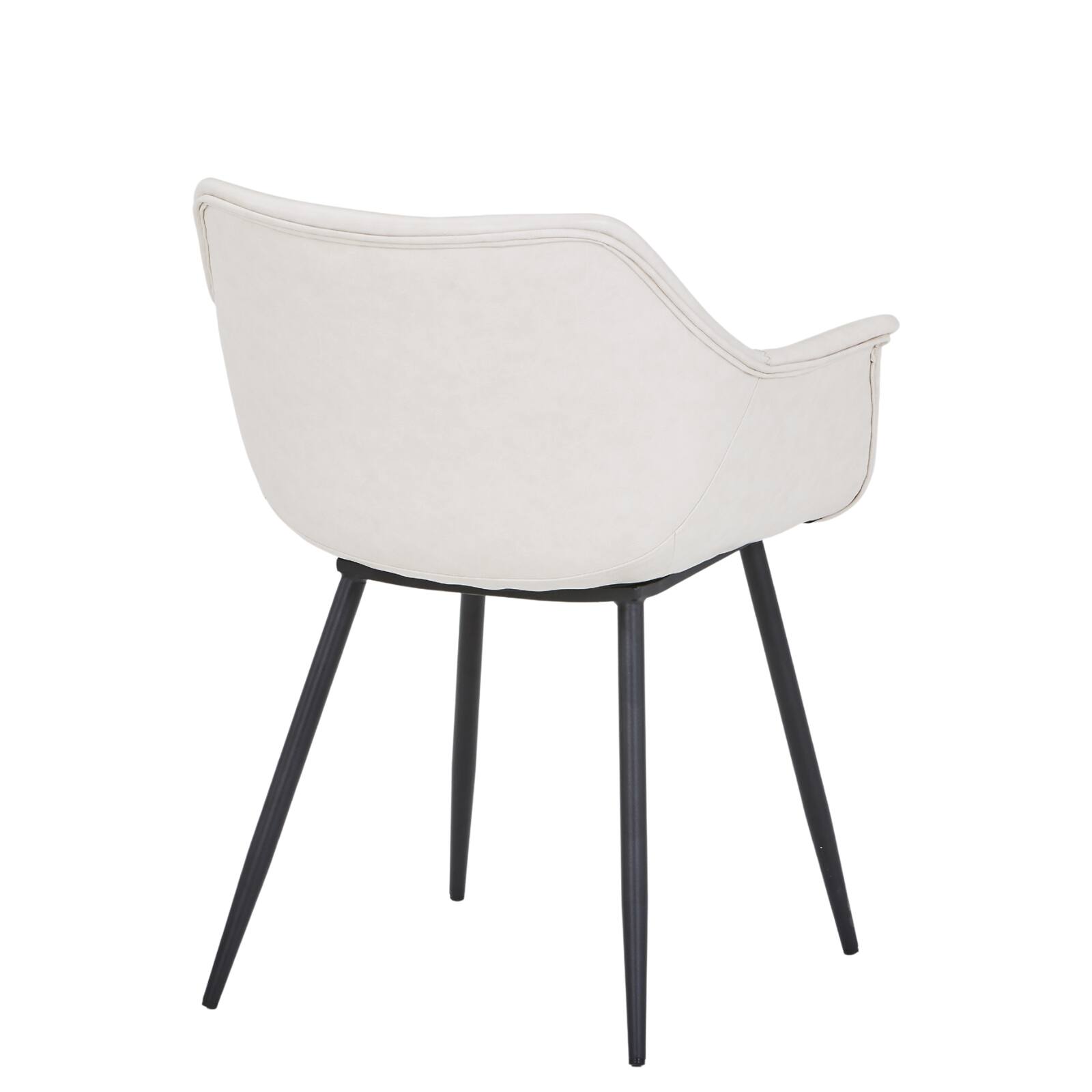 Alt View 8. LeisureMod - Markley Modern Distressed Leather Dining Chair with Iron Legs - Cream.