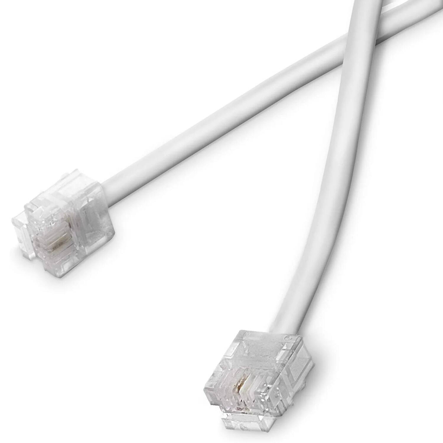 Back. Home Collection - 50 FT RJ11 4C Modular Telephone Extension Cord - White.