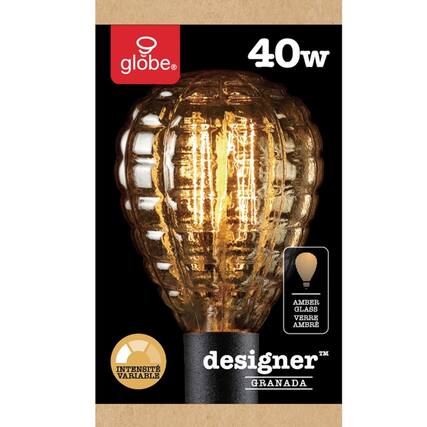 globe F 40w AMBER GLASS VERRE AMBR TM INTENSIT designer VARIABLE GRANADA