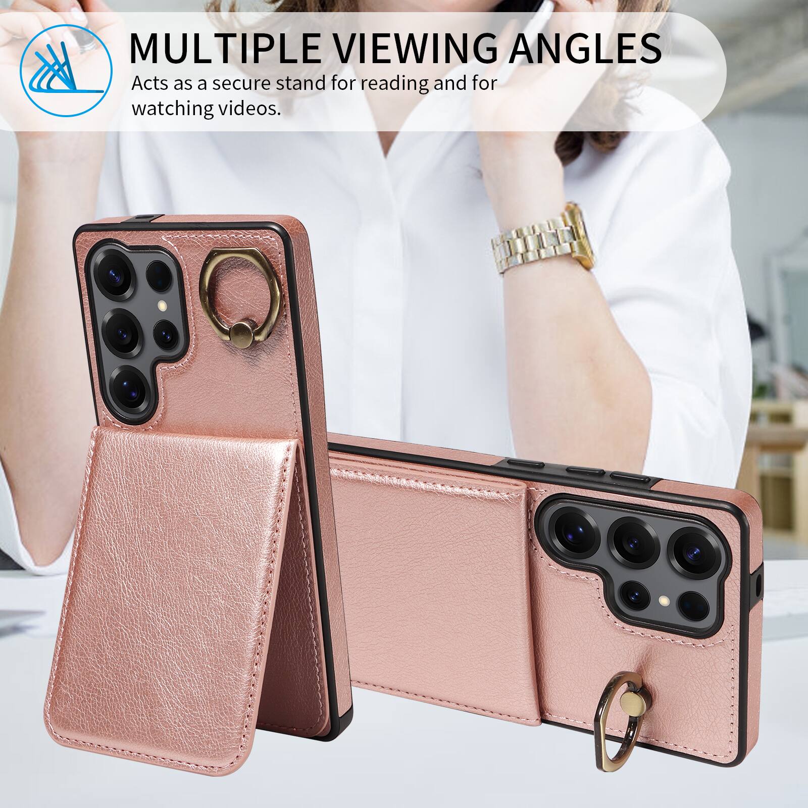 MULTIPLE VIEWING ANGLES  
Acts as a secure stand for reading and for watching videos.