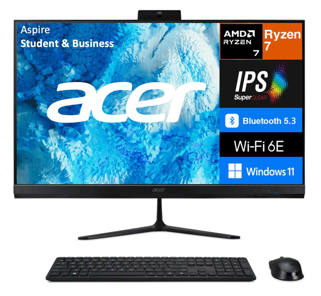 Aspire Student & Business  
AMD Ryzen 7  
IPS SuperCLEAR  
Bluetooth 5.3  
Wi-Fi 6E  
Windows 11