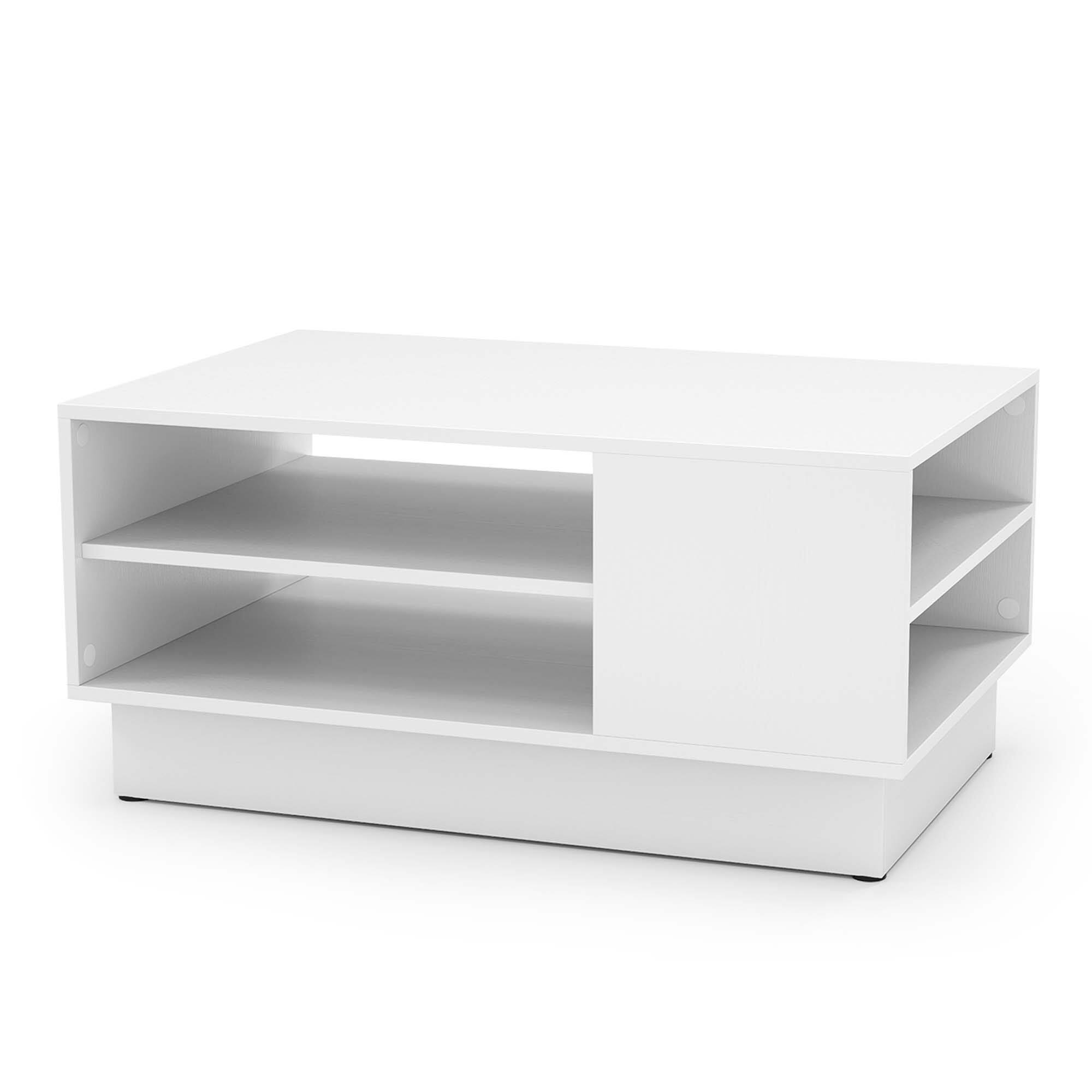 Alt View 6. Costway - 34" Long Rectangle Center Table Coffee Table with 2-Tier Open Storage Shelves - White.