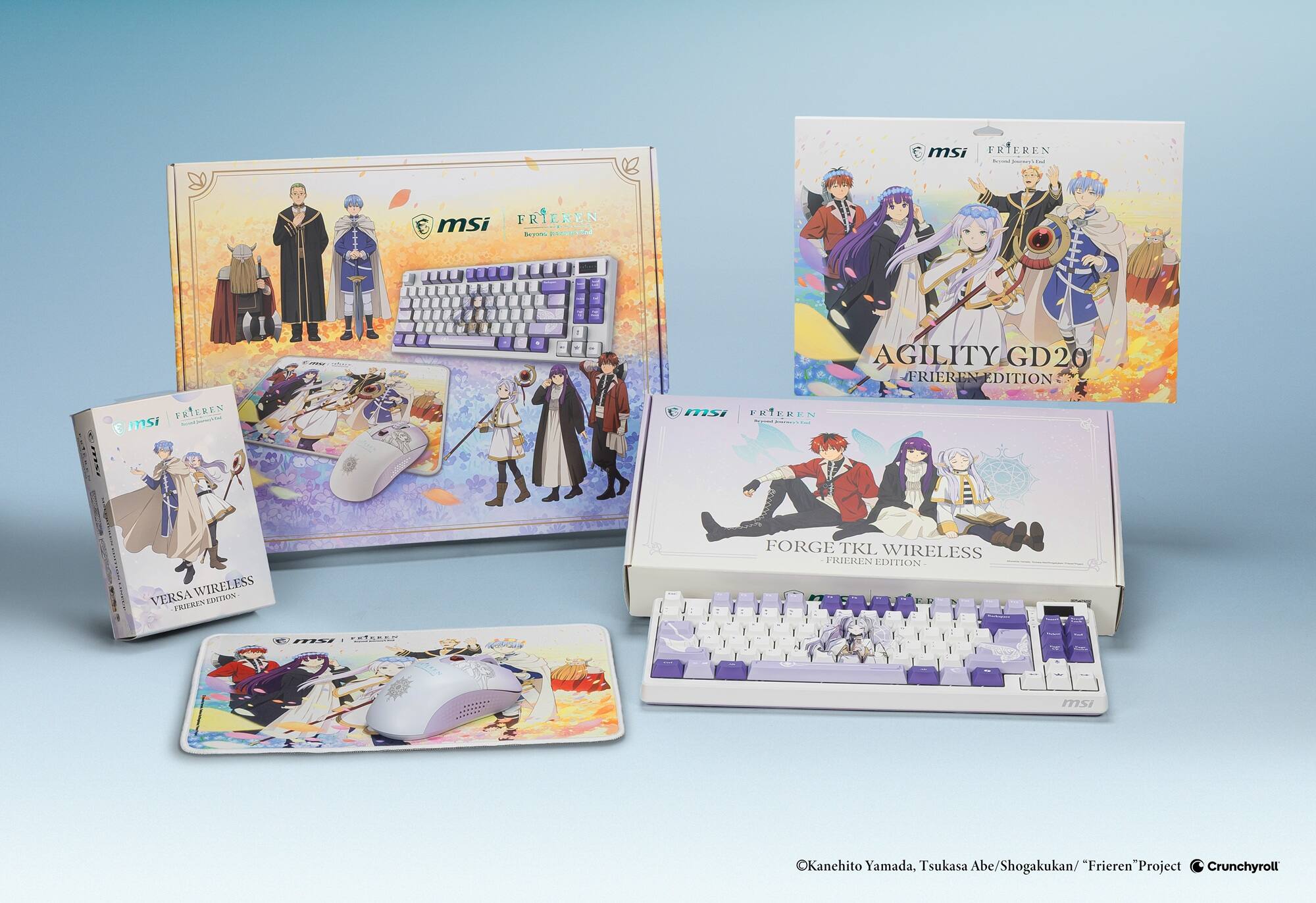 msi FRIEREN  
msi FRIEREN SINE po fnd AGILITY GD20 FRIERE EDITION  
m0 FRIEREN  
a mi C msi PRTEREN PU  
VERSA WIRELESS EDITION FRIEKEN FORGE TKL WIRELESS FRIEREN EDITION CUTEREN  
msi  
Kanehito Yamada, Tsukasa Abe/Shogakukan/ "Frieren" Project Crunchyroll