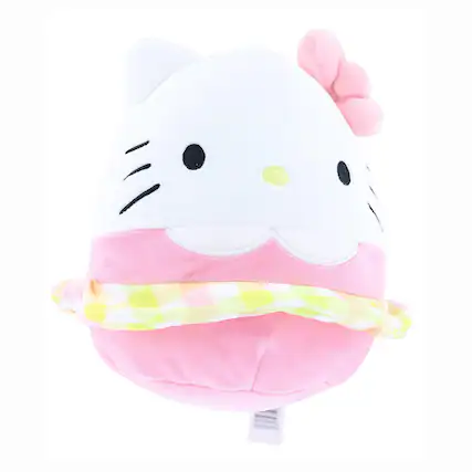 Front. UCC Distributing - Hello Kitty Easter 8 Inch Squishmallow Plush | Hello Kitty in Plaid Skirt - Pink.