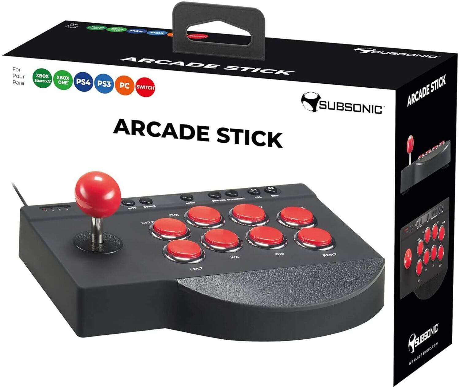 For Pour Para AUBSONIC ARCADE STICK  
XBOX SERIES X/XS XBOX ONE PS4 PS3 PC SWITCH  
SUBSONIC ARCADE STICK  
www.subsonic.com
