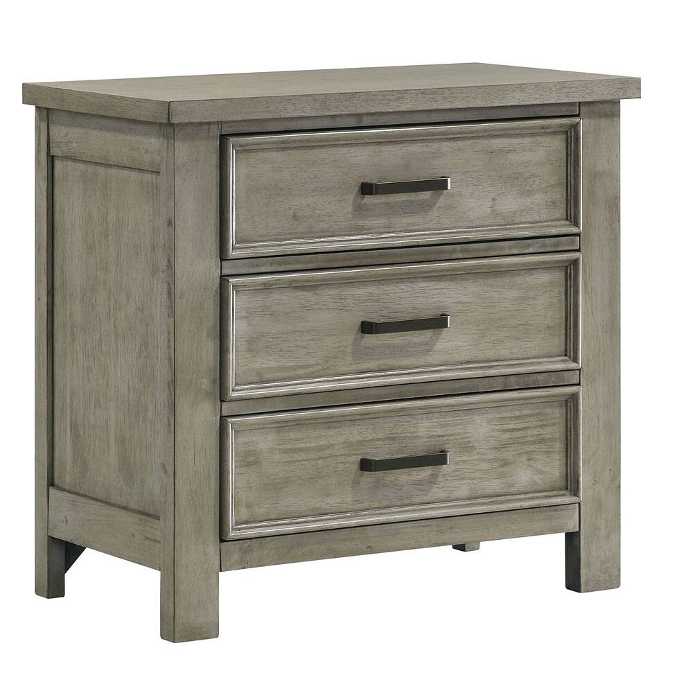 Front. Elements - Finlay 3 Drawer Nightstand - Drift Gray - Expresso.