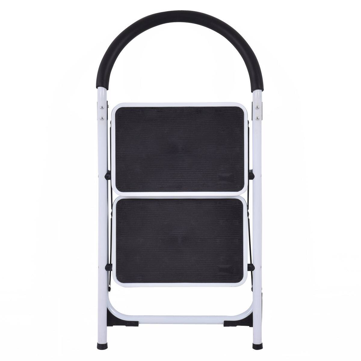 Alt View 5. Costway - Costway 2 Step Ladder Folding Stool Heavy Duty 330Lbs Capacity Industrial Lightweight - Black & White.