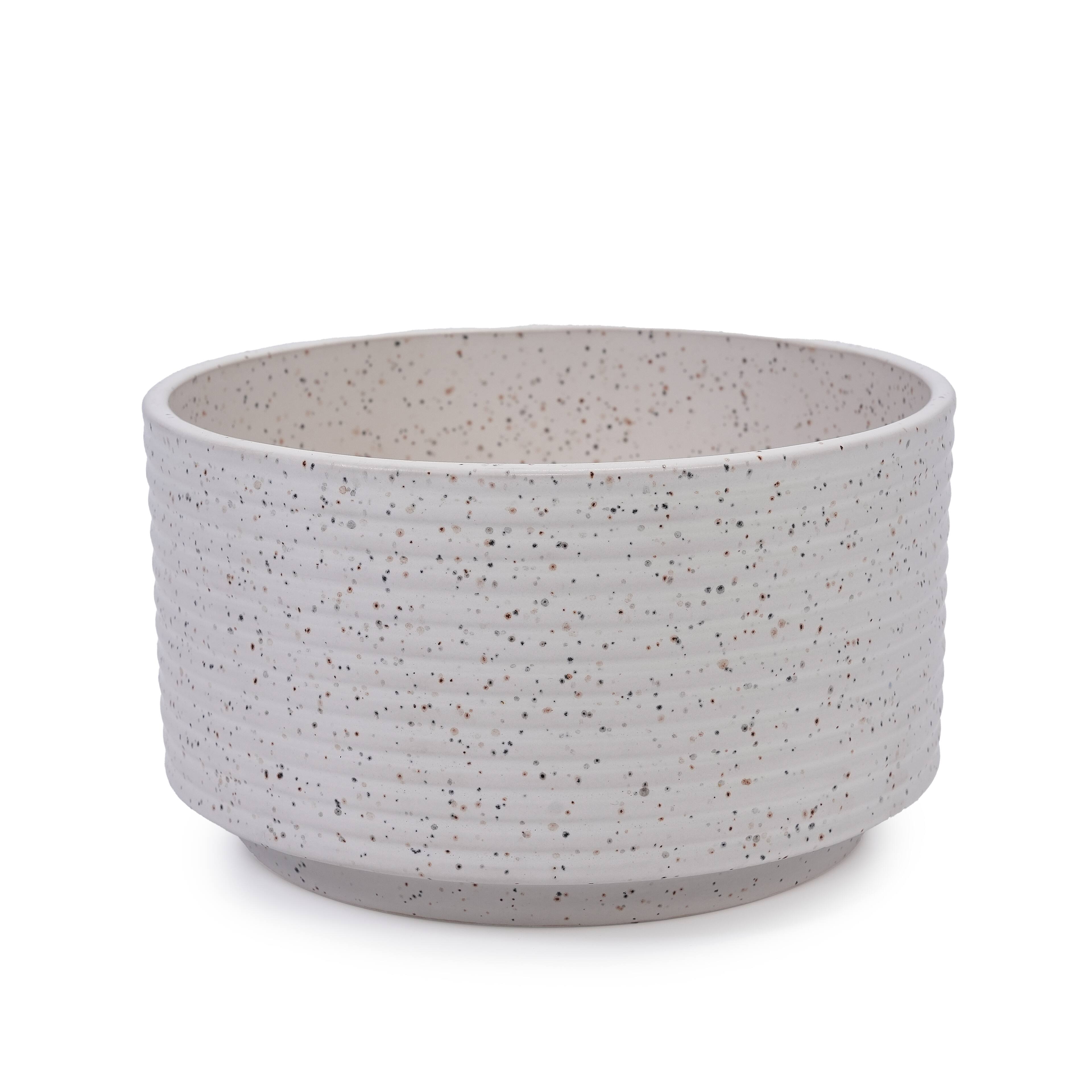 Alt View 4. Loheer - Loheer Handmade Ceramic Planters Set of 2, White Ridged Ceramic Planter Set, 11 in and 8 in Indoor Outdoor Shelf Pots.
