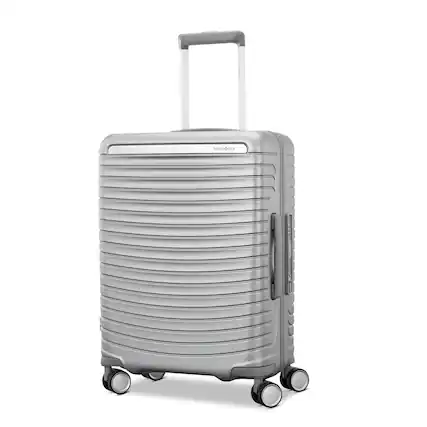 Front. Samsonite - Framelock Max Carry On Spinner Suitcase - Glacial Silver.