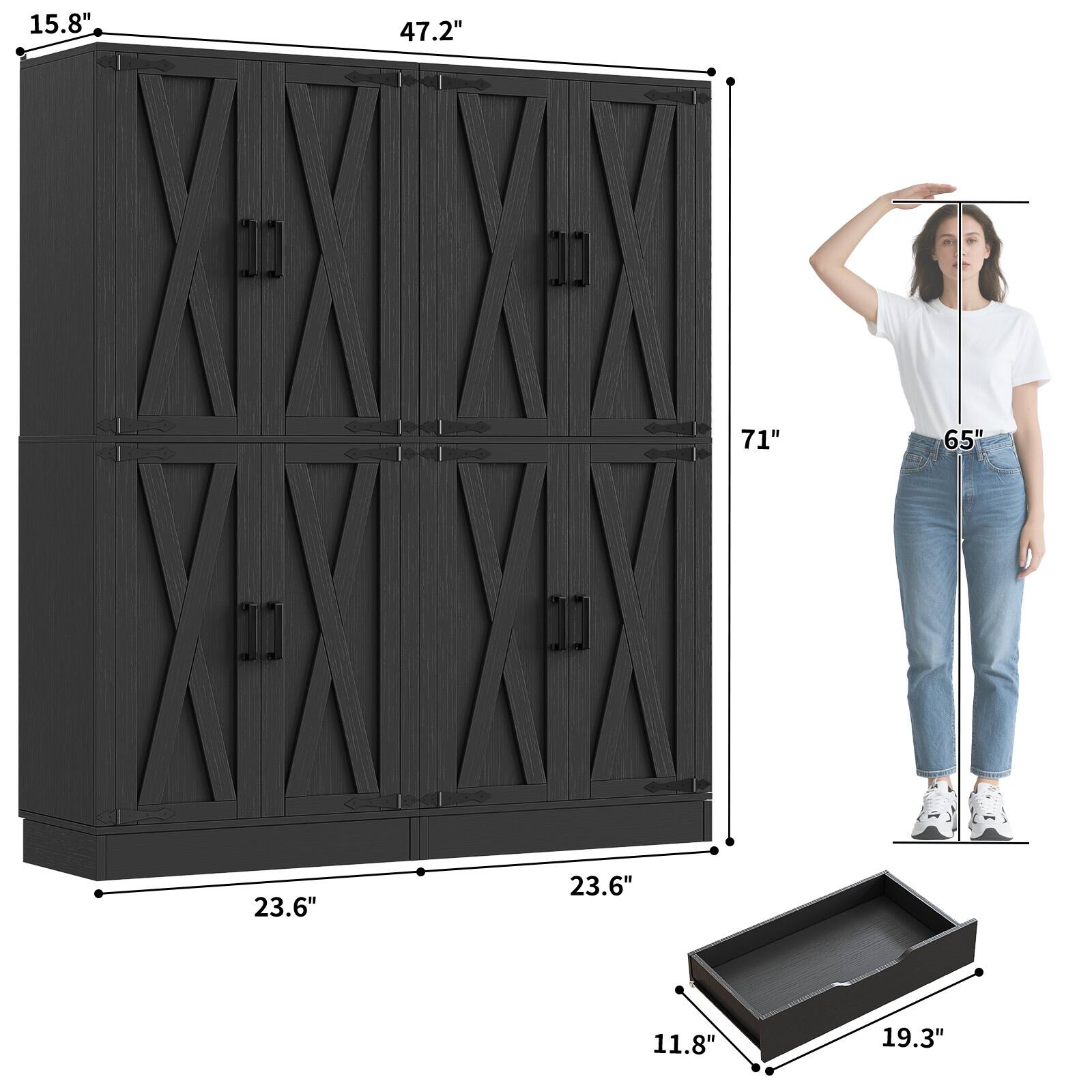 15.8" 47.2" 71" 65" 23.6" 23.6" 11.8" 19.3"