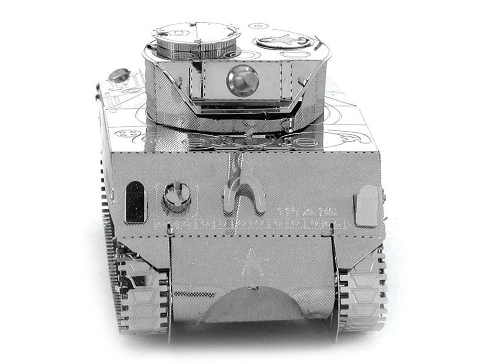 Back. Metal Earth - Model Kit American Sherman Tank (Moderate Difficulty) Steel Model by Metal Earth - Silver.