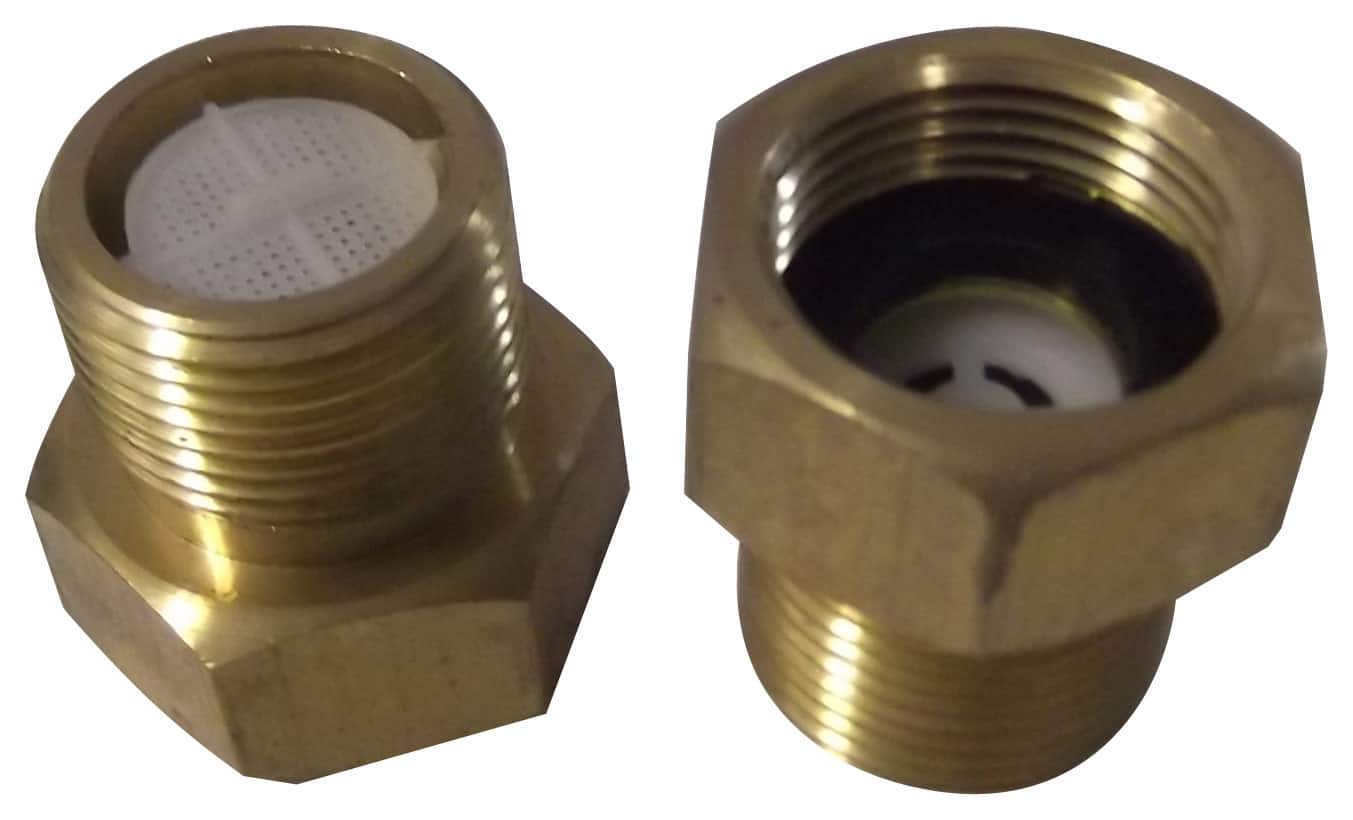 Front. Equator - Pressure-Reducing Valves for Most Washers and Dryers (2-Pack) - Brass.