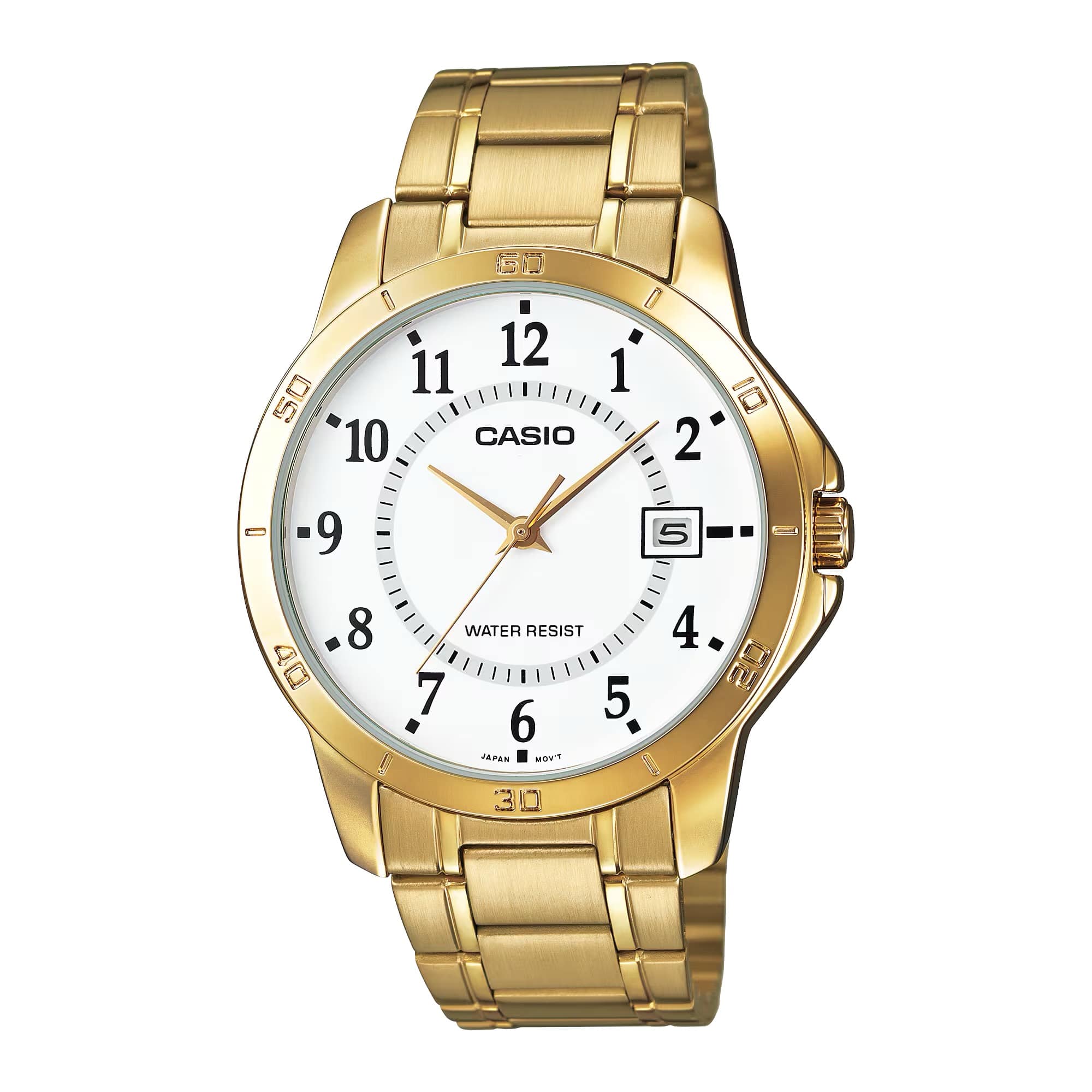 Casio - Men’s Analog Watch with White Dial - MTP-V004G-7B - Gold price history on PriceWatchPro