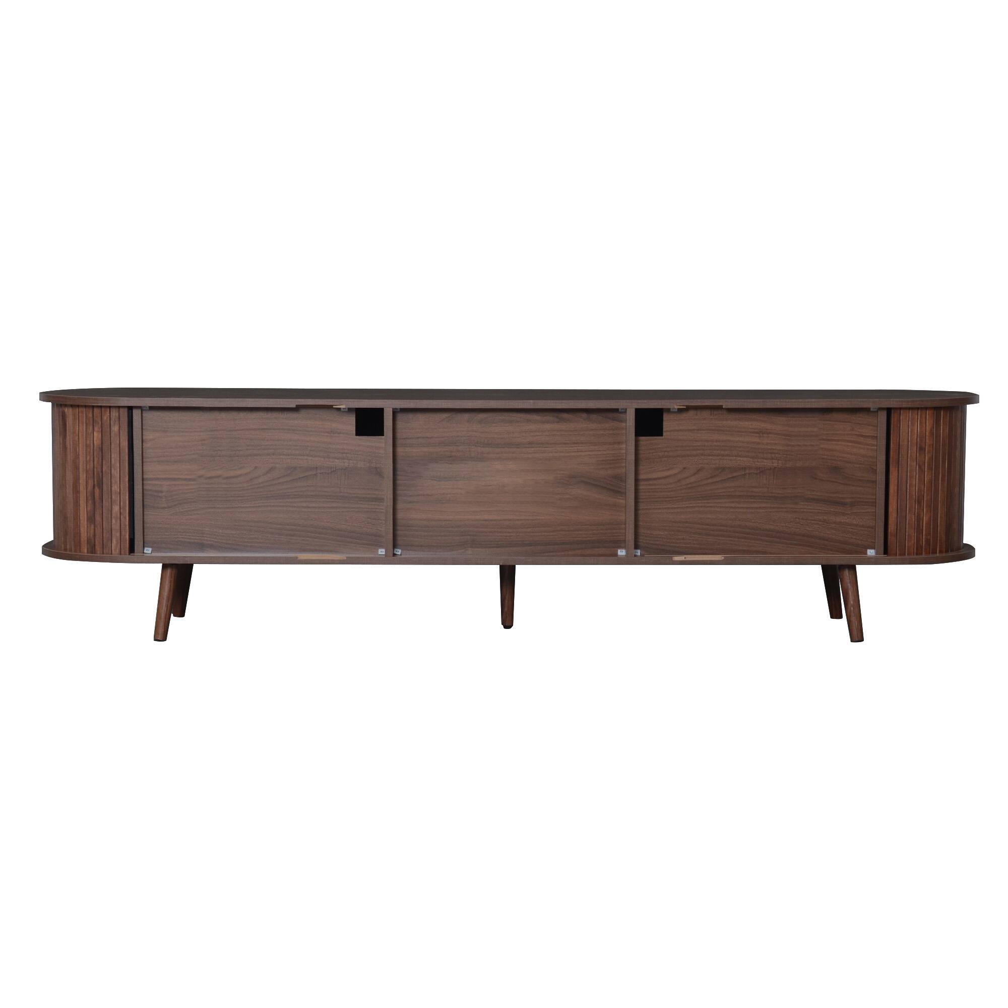 Alt View 7. Spaco - Spaco Mid Century Modern TV Stand for 80" TVs with 2 Drawers, Media Console, Storage for Living Room Entertainment - Dark Brown.