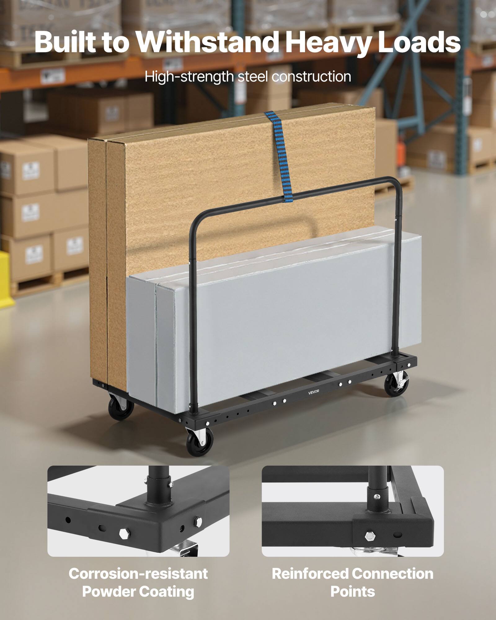 Built to Withstand Heavy Loads

- High-strength steel construction
- Corrosion-resistant Powder Coating
- Reinforced Connection Points