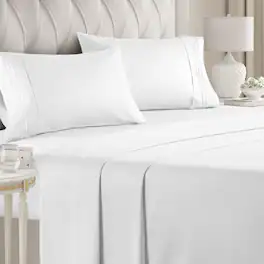 CGK Linens - Luxury Soft 4 Piece Solid Bed Sheet Set - Deep Pocket Fits 8"-16" Mattresses - Queen - White