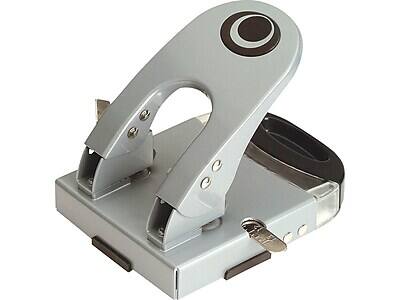 Front. Officemate - Deluxe 2-Hole Punch, 50 Sheet Capacity, Gray/Blue - Gray/Blue.