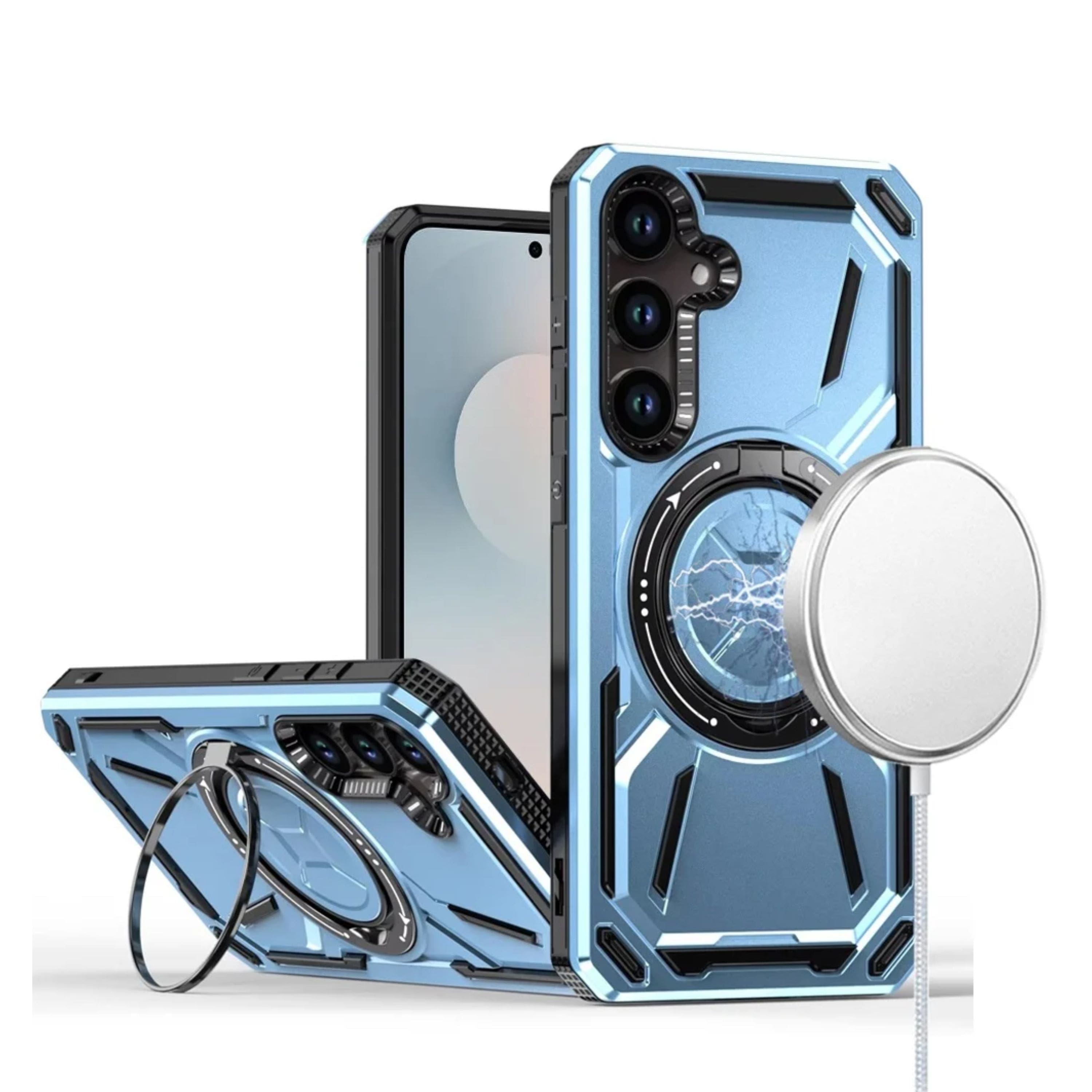 Kitcheniva - Shockproof Magnetic Circle Rotating Metal Stand Phone Case With Tempered Glass Samsung Galaxy S26+ Plus - Light Blue price history on PriceWatchPro
