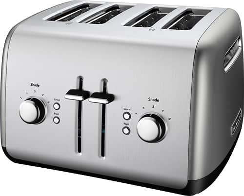 Angle. KitchenAid - KMT4115CU 4-Slice Wide-Slot Toaster - Contour Silver.