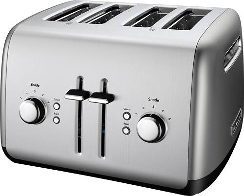 Angle. KitchenAid - KMT4115CU 4-Slice Wide-Slot Toaster - Contour Silver.