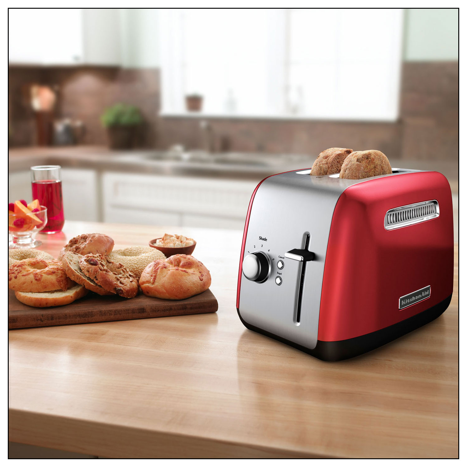 KitchenAid 4-Slice Empire Red Long Slot Toaster with High-Lift