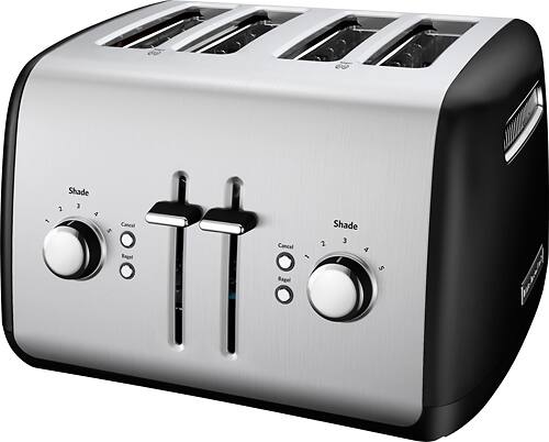 Angle. KitchenAid - KMT4115OB 4-Slice Wide-Slot Toaster - Onyx Black.
