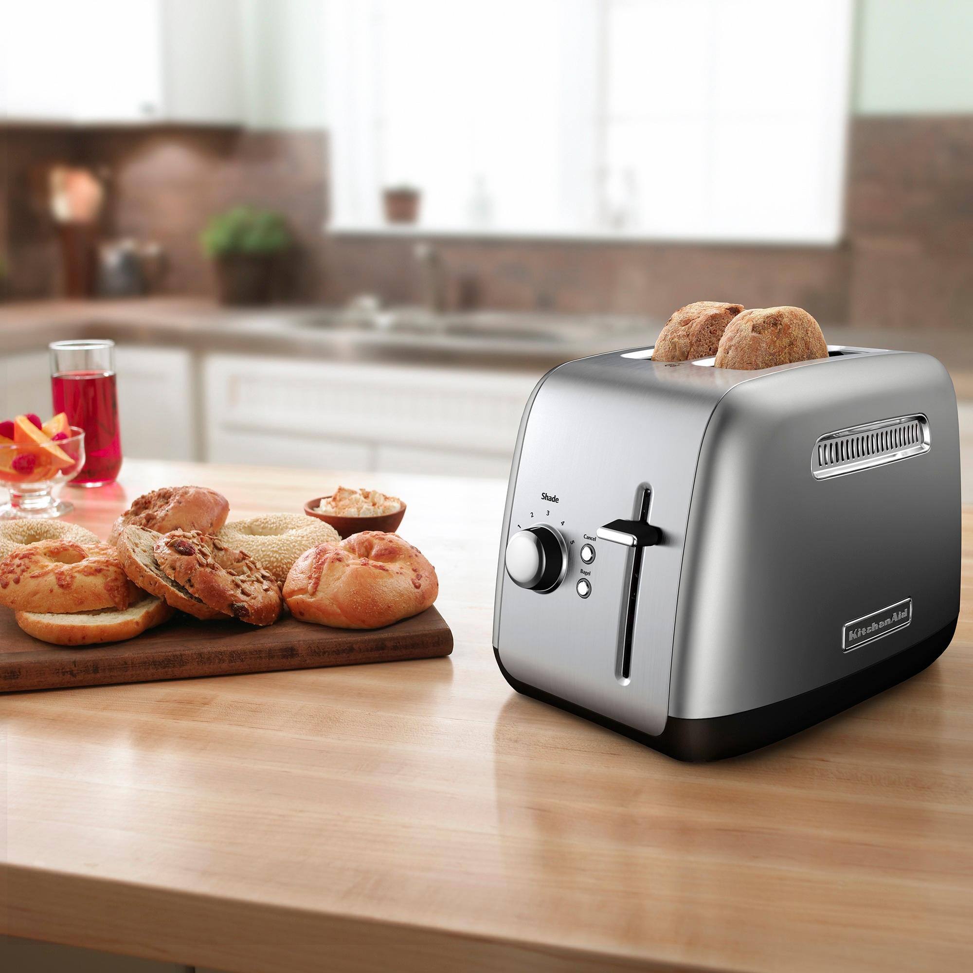 Angle. KitchenAid - 2-Slice Toaster with Illuminated Button in Contour Silver - Contour Silver.