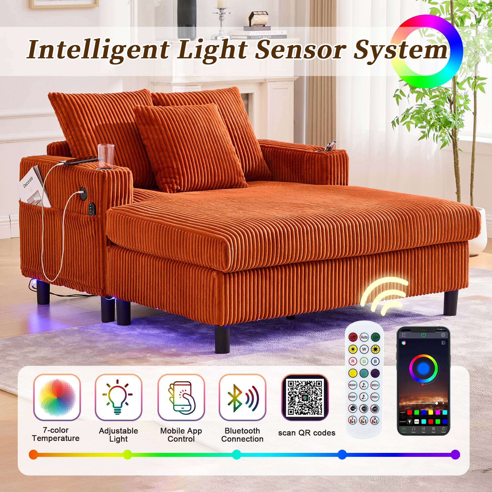 Intelligent Light Sensor System

- 7-color Adjustable Temperature Light
- Mobile App Control
- Bluetooth Connection
- Scan QR codes