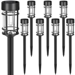 Dazzed Corner - Solar Pathway Lights 8-Pack LED Outdoor Waterproof - Black
