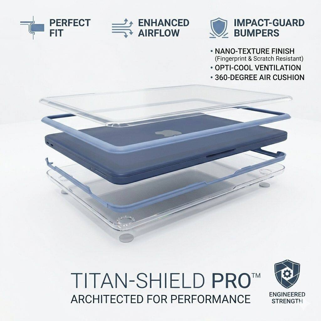PERFECT FIT  
ENHANCED AIRFLOW  
IMPACT-GUARD BUMPERS  
NANO-TEXTURE FINISH (Fingerprint & Scratch Resistant)  
OPTI-COOL VENTILATION  
360-DEGREE AIR CUSHION™  
TITAN-SHIELD PRO  
ENGINEERED FOR PERFORMANCE STRENGTH