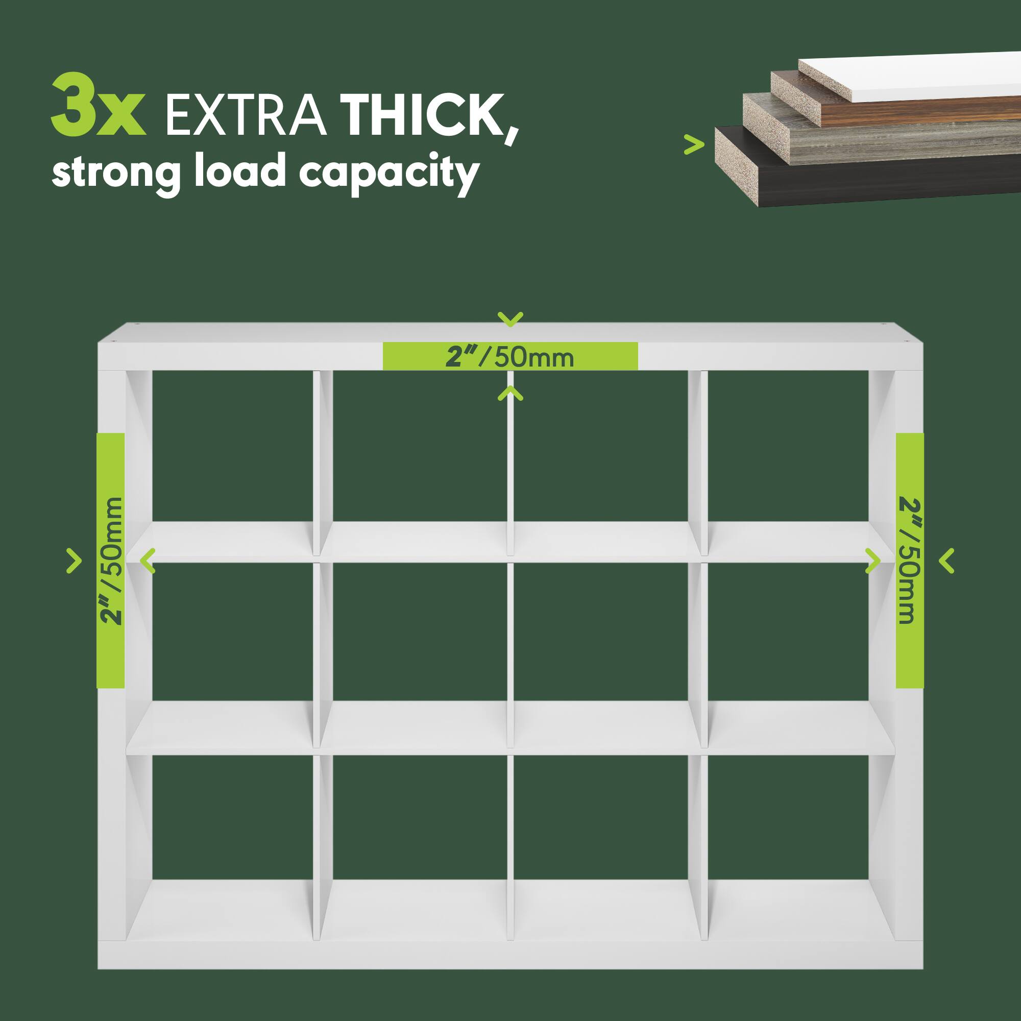 3x EXTRA THICK, strong load capacity  
2"/50mm  
2"/50mm  
2"/50mm
