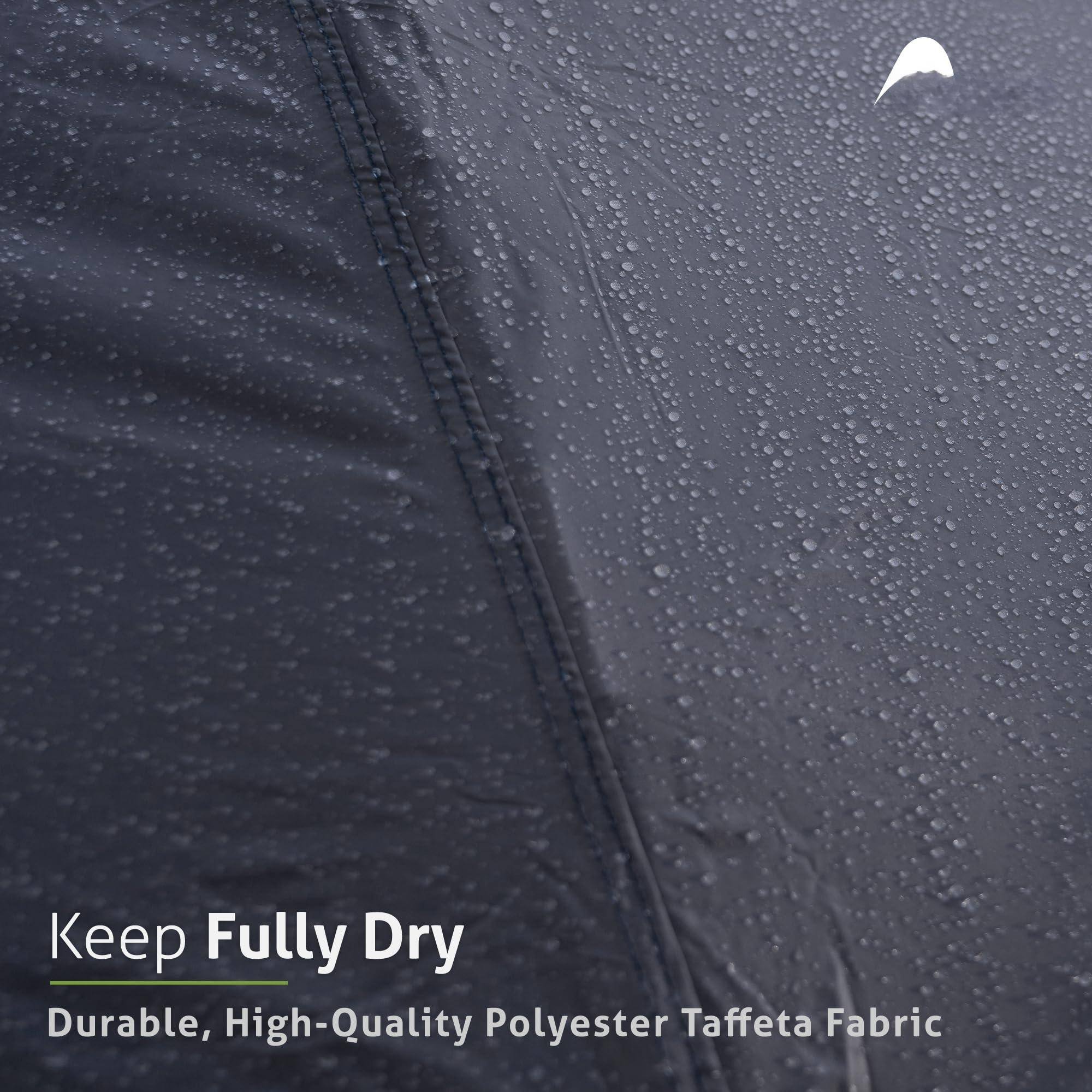 Keep Fully Dry  
Durable, High-Quality Polyester Taffeta Fabric