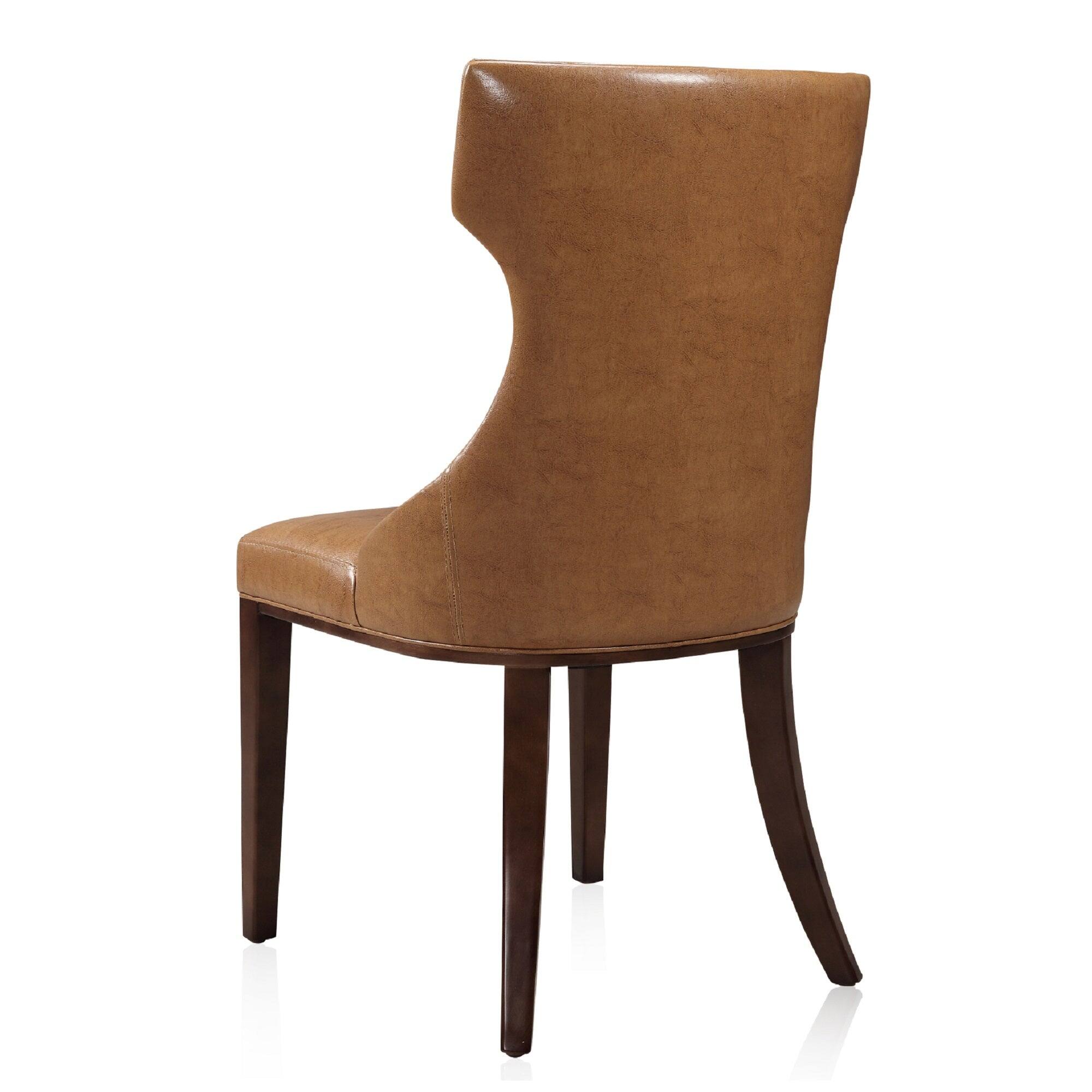 Alt View 3. Manhattan Comfort - Reine Traditional Wood Upholstered Dining Chair - Set of 2 - Saddle Brown.