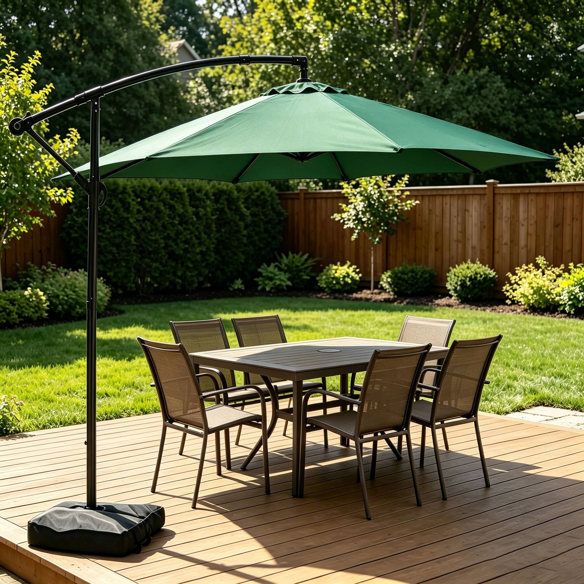 Angle. Ainfox - Ainfox 10FT Outdoor Patio Cantilever Umbrella Hanging Offset with Cross Base & Sand Bags for Market,Backyard - Green.
