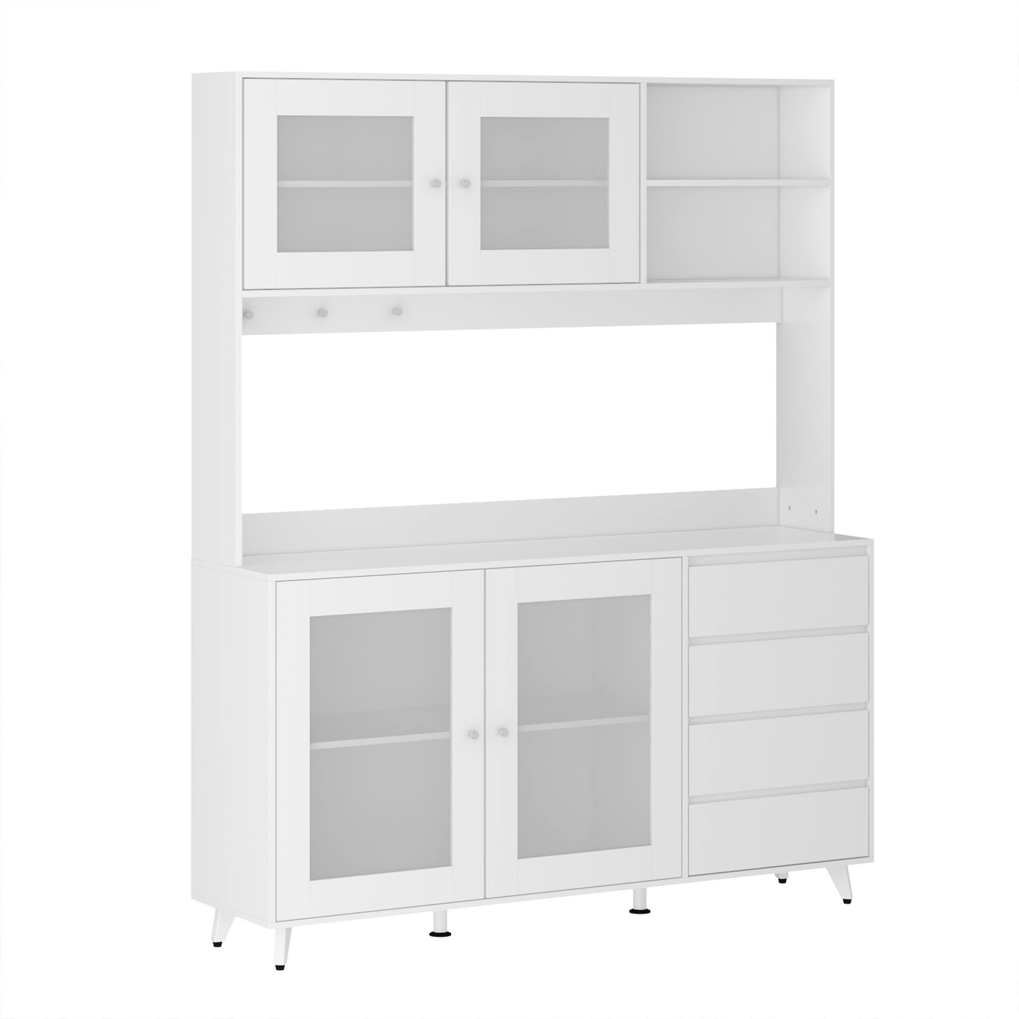 Angle. FUFU & GAGA - Multi - Functional Kitchen Hutch: All - in - One Storage Pantry Cabinet for Modern Kitchens - White.