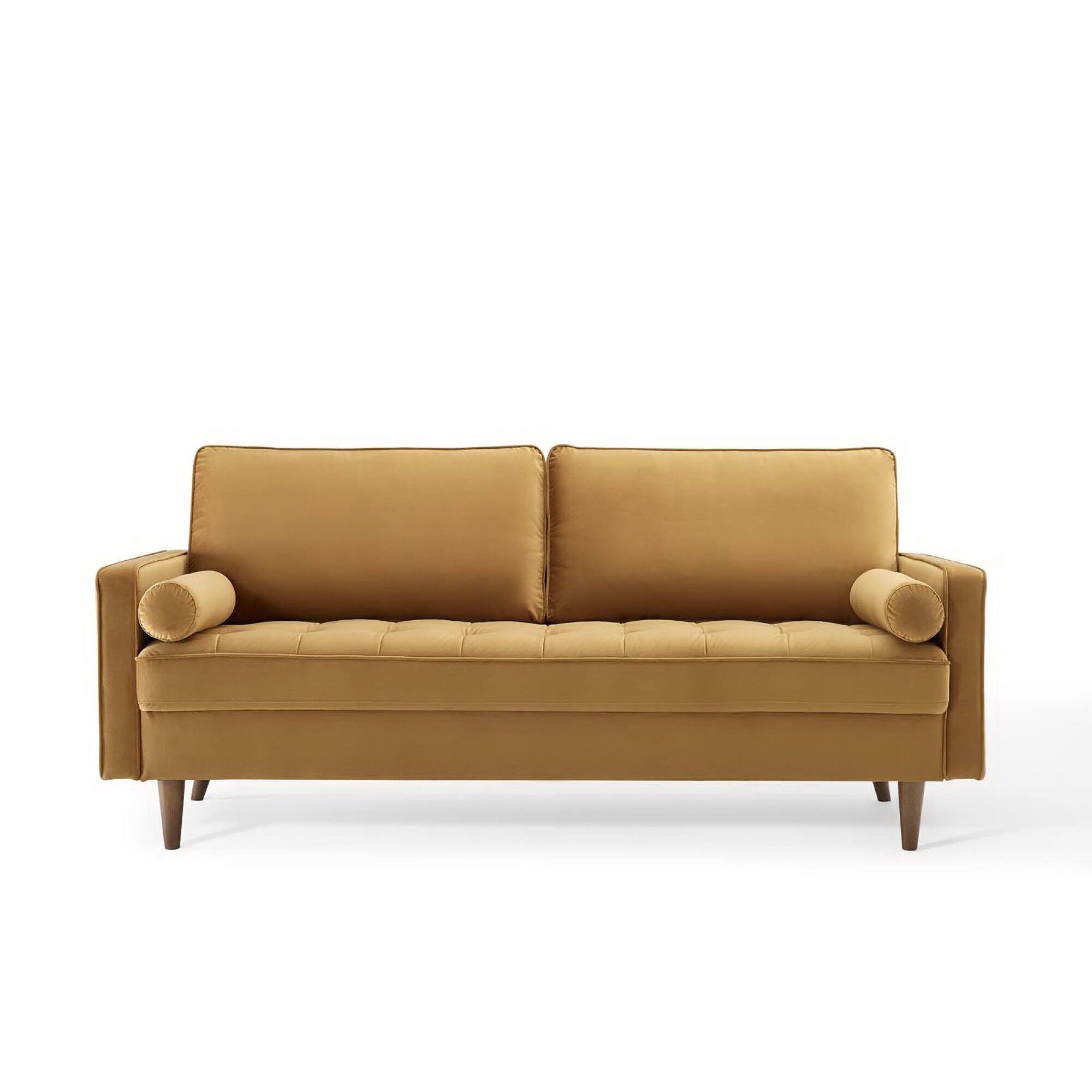 Alt View 2. Modway - Valour Performance Velvet Sofa by Modway - Brown.
