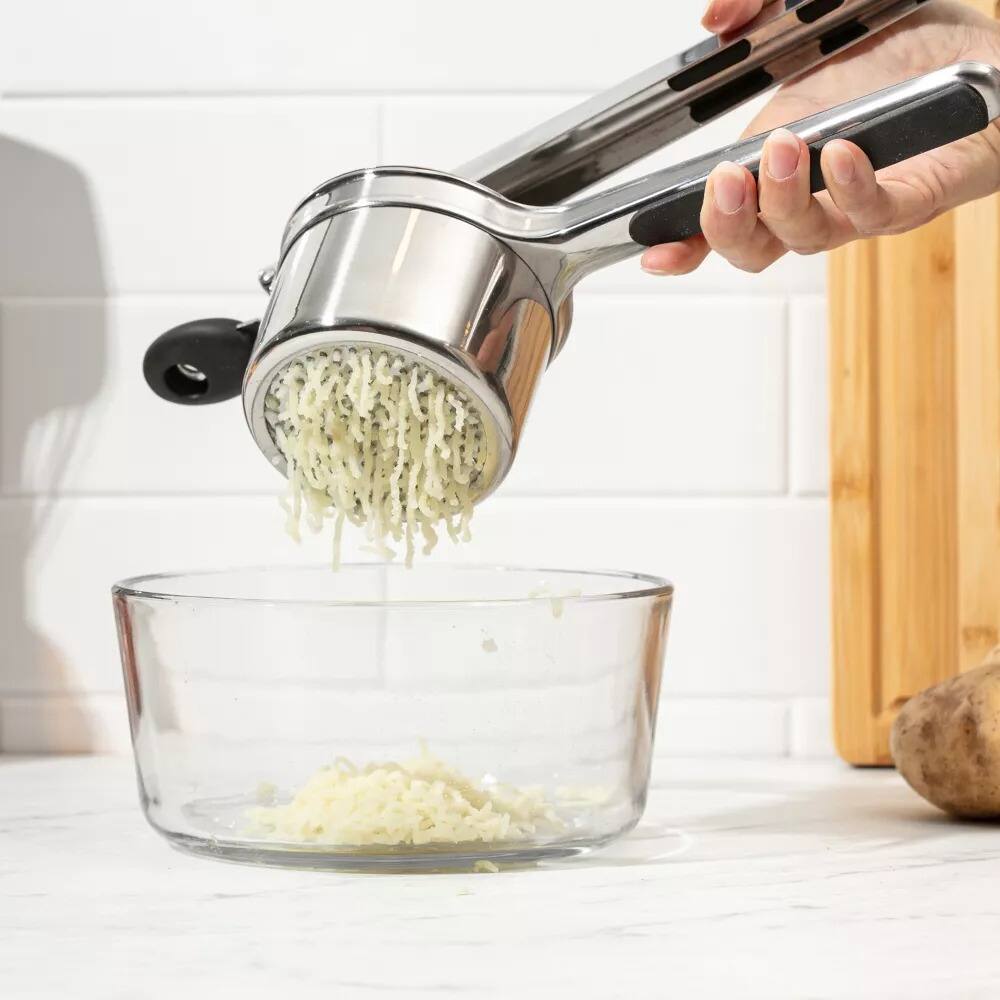 Alt View 5. Luminuxe - 15oz Potato Ricer, Heavy Duty Stainless Steel Potato Masher and Ricer, Nonslip Handle.