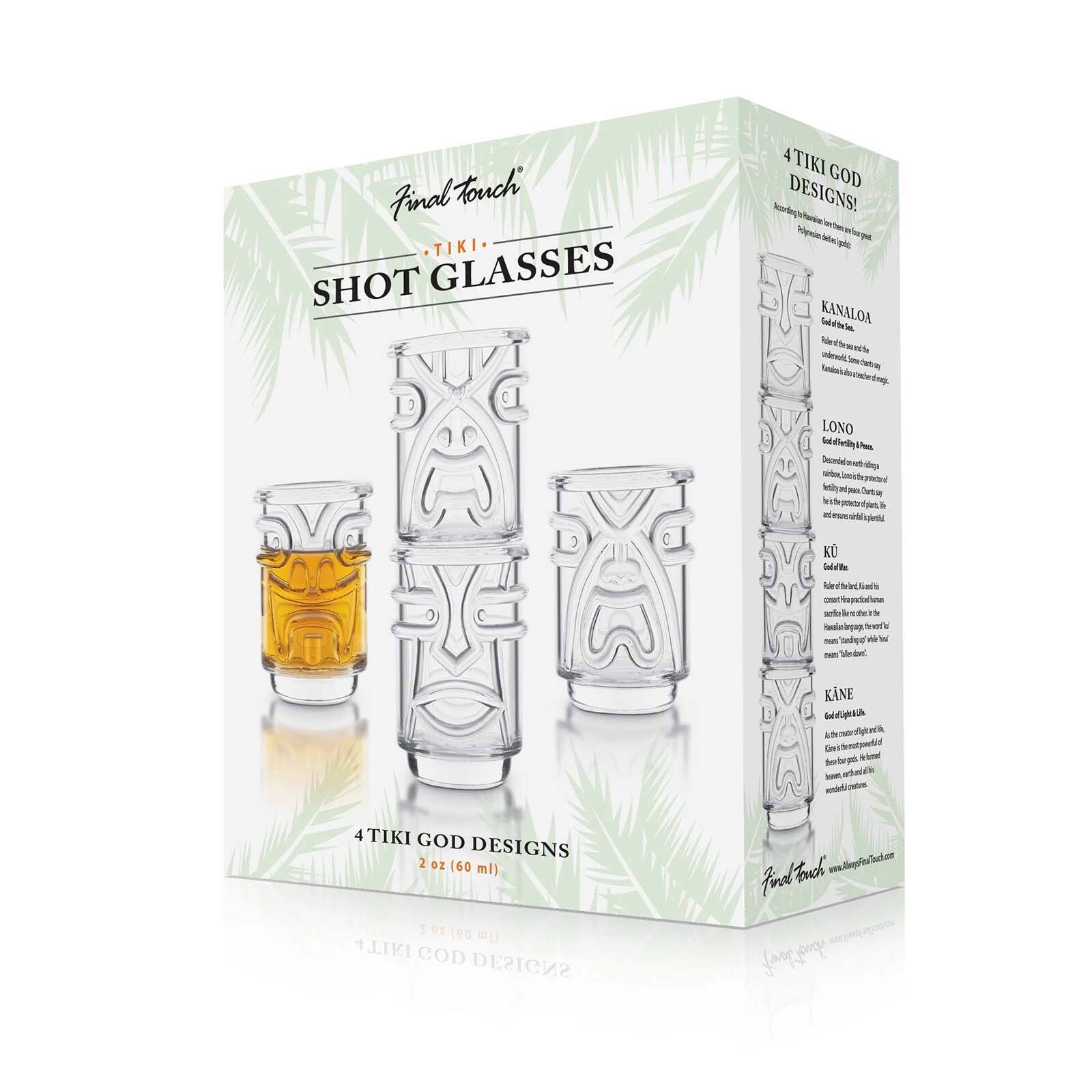 Final touch TIKI SHOT GLASSES  
TIKI GOD Noorngy DESIGNS!  
- Nde detes KANALOA Sde la Tue ih uointerc Jee LONO Sbelfeti Lab Sncooa - wily a - wde - Nele inpay - W KINE nthinot .  
4TIKI GOD DESIGNS  
2 Oz (60 ml)  
09/70 (Im DITE COD DESIGNS tuch www.Tiprubuc.oom frel famp 1