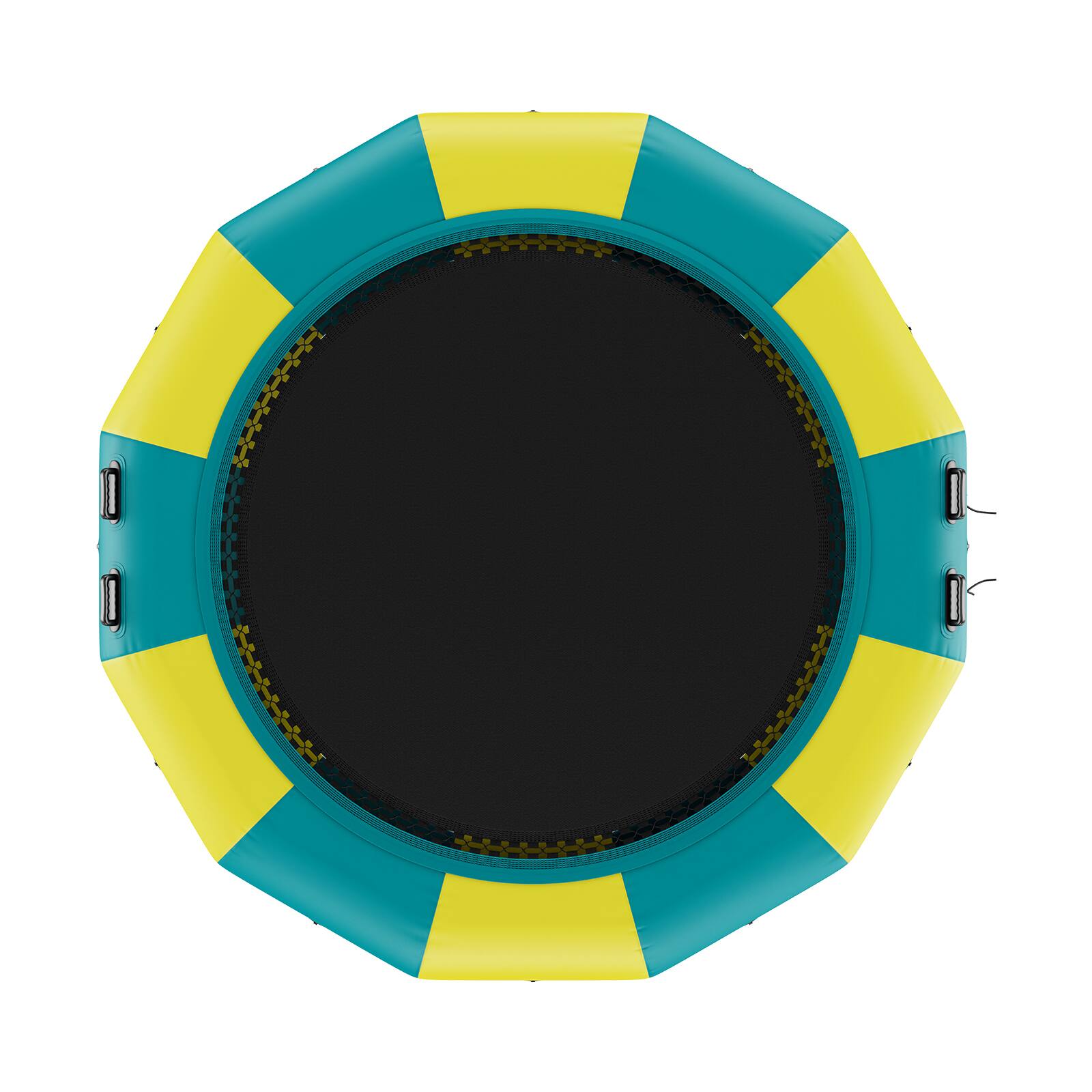 Alt View 5. VEVOR - Inflatable Water Bouncer, 13ft Recreational Water Trampoline, Portable Bounce Swim Platform with 3-Step Ladder - Yellow, green.