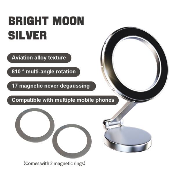 BRIGHT MOON SILVER

- Aviation alloy texture
- 810° multi-angle rotation
- 17 magnetic never degaussing
- Compatible with multiple mobile phones
- Comes with 2 magnetic rings