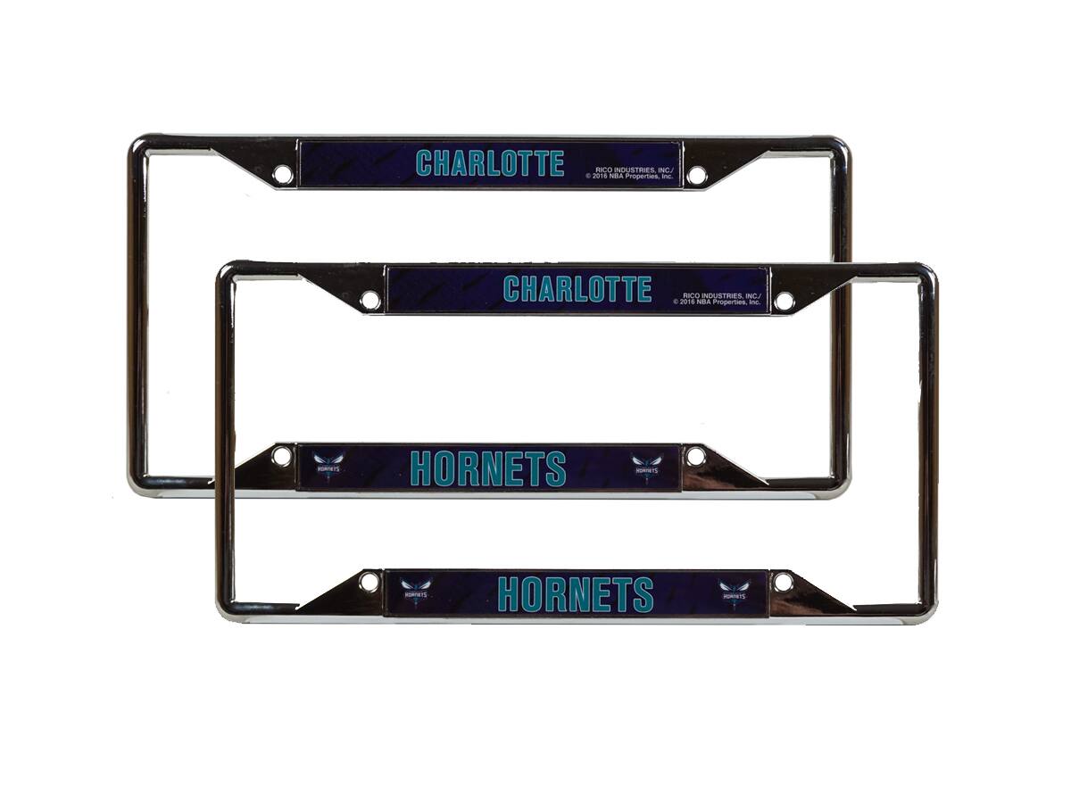 Charlotte Hornets NBA Chrome EZ View License Plate Frame - Set of 2 Frames