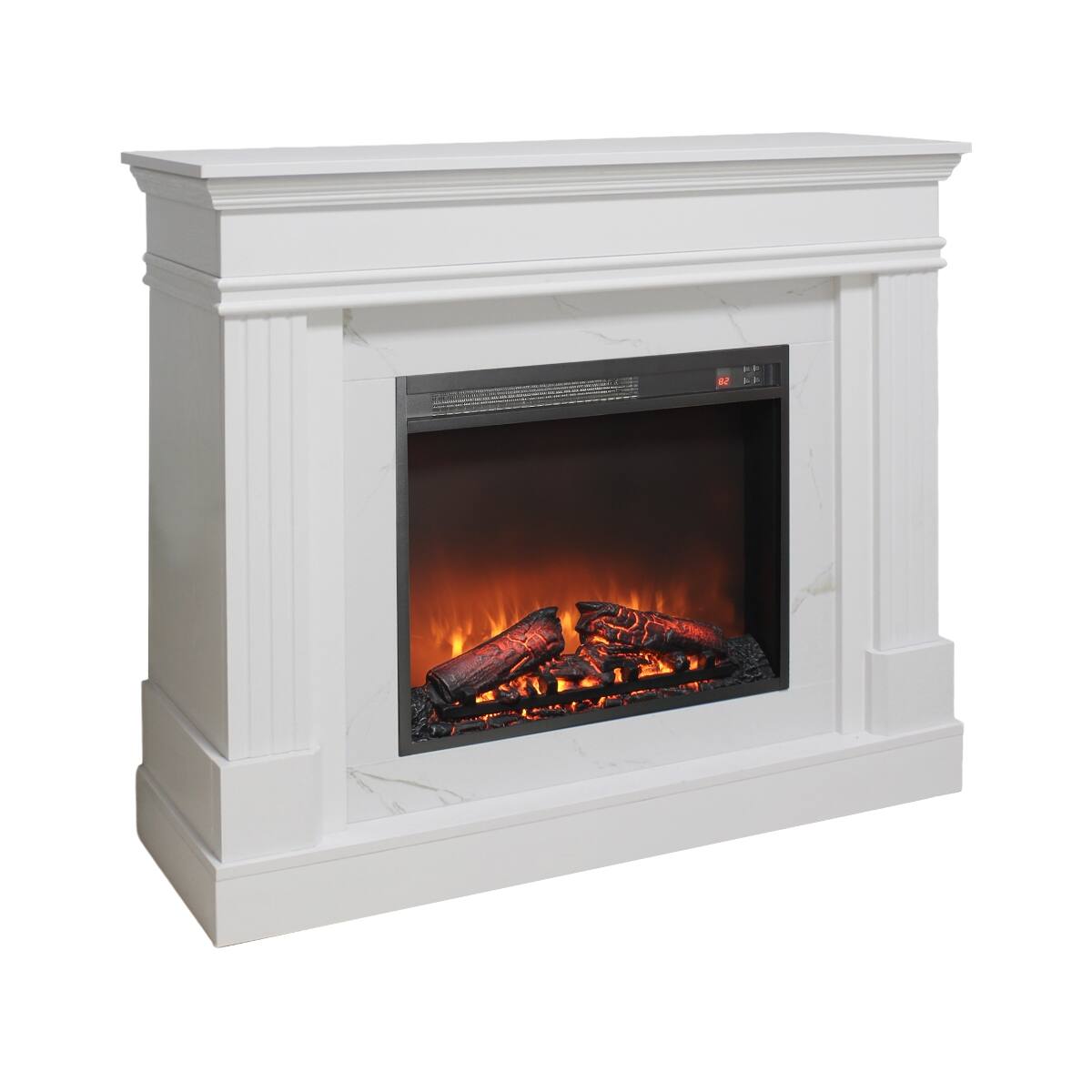 Alt View 9. Loheer - Loheer 44 inch electric fireplace with mantel, 23 inch fireplace insert heater, Jasmine White - White.