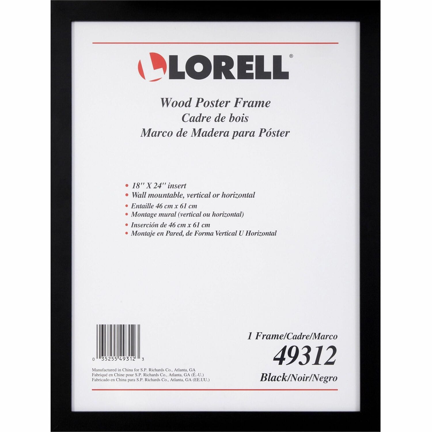 Lorell - Wide Frame 18  Size Rectangle Horizontal Vertical Black price history on PriceWatchPro