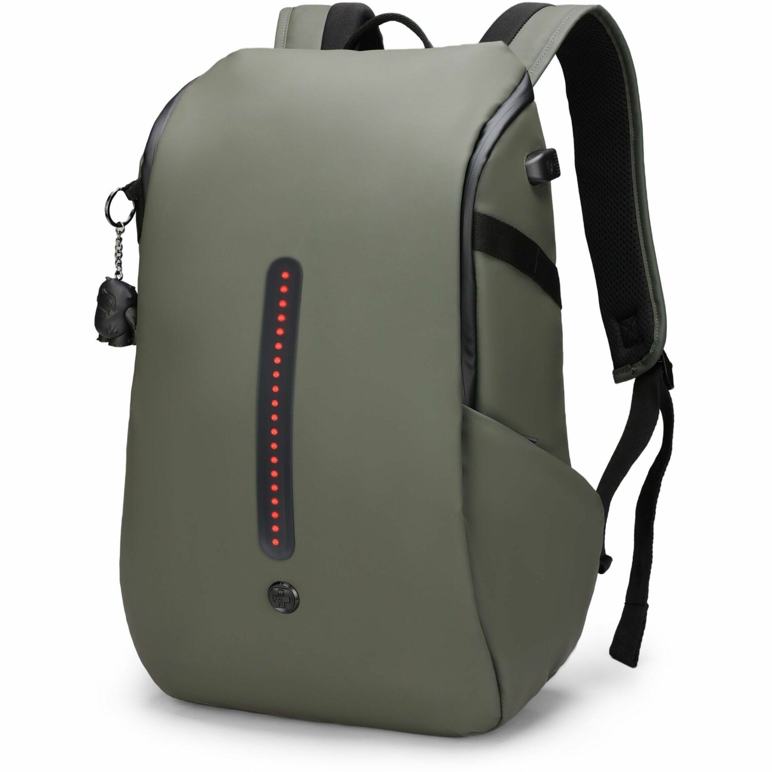 Alt View 39. Swissdigital Design - LAMONE L LED TSA-Friendly Water-Resistant Backpack With USB Charging Port  RFID Protection and Fits Up to 16″ Laptop - Dark Green.