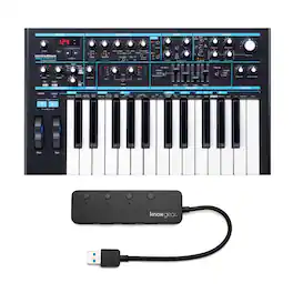 Novation - Bass Station II Analog Mono-Synth with Knox Gear 4-Port USB 3.0 Hub