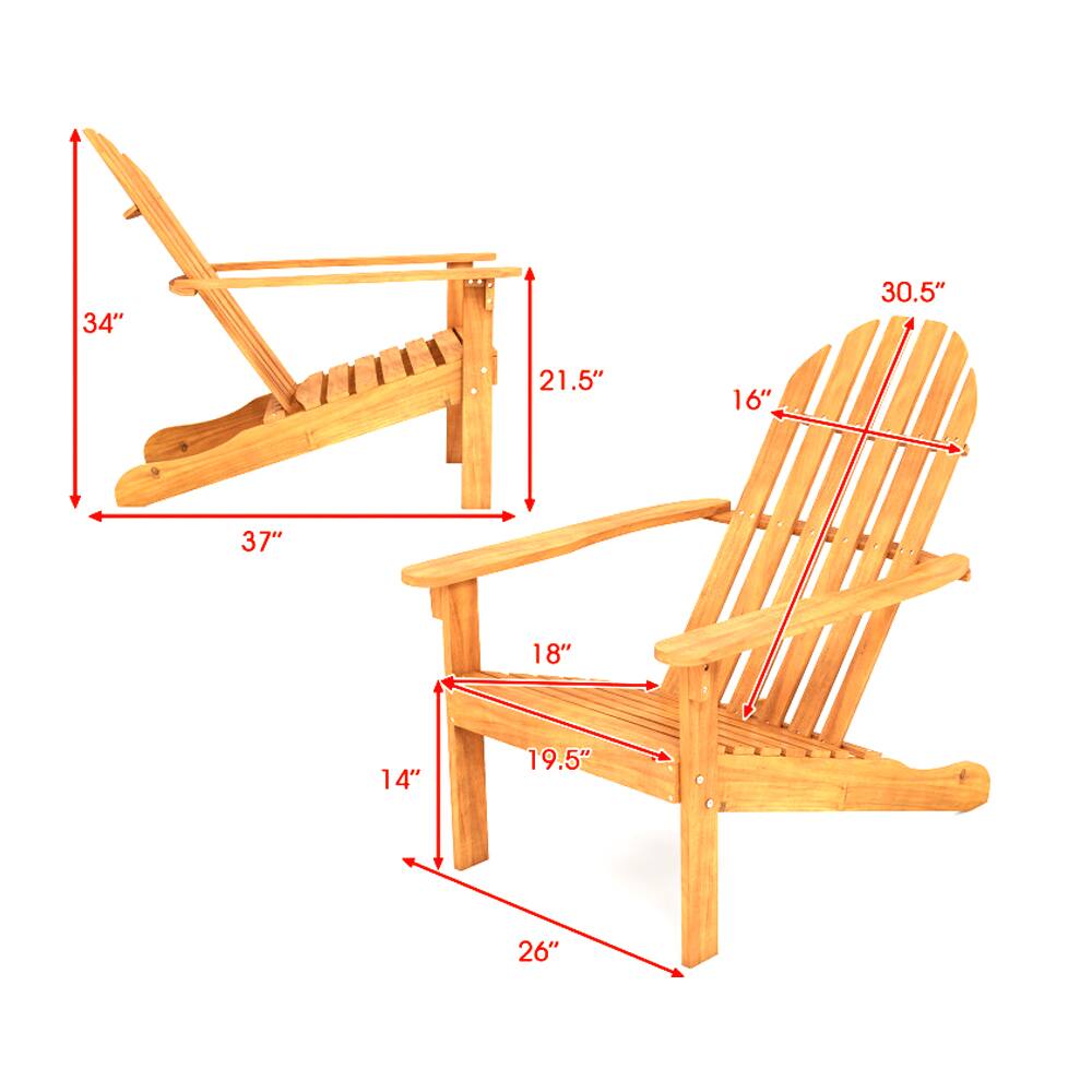 Left. Hivvago - Acacia Wood Outdoor Adirondack Chair with Angled Seat and High Back for Porch or Poolside - Natural.