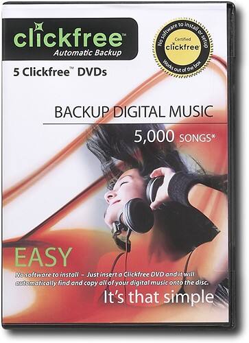 Front Standard. ClickFree - 5-Pack Music Edition DVD+R Discs with Jewel Cases.