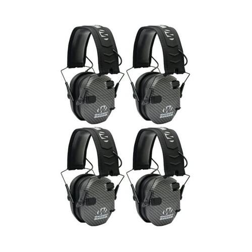 Angle. Walkers - Walker's Razor Slim Electronic Shooting Muffs 4-Pack Bundle (Carbon Gray) - Carbon Gray.