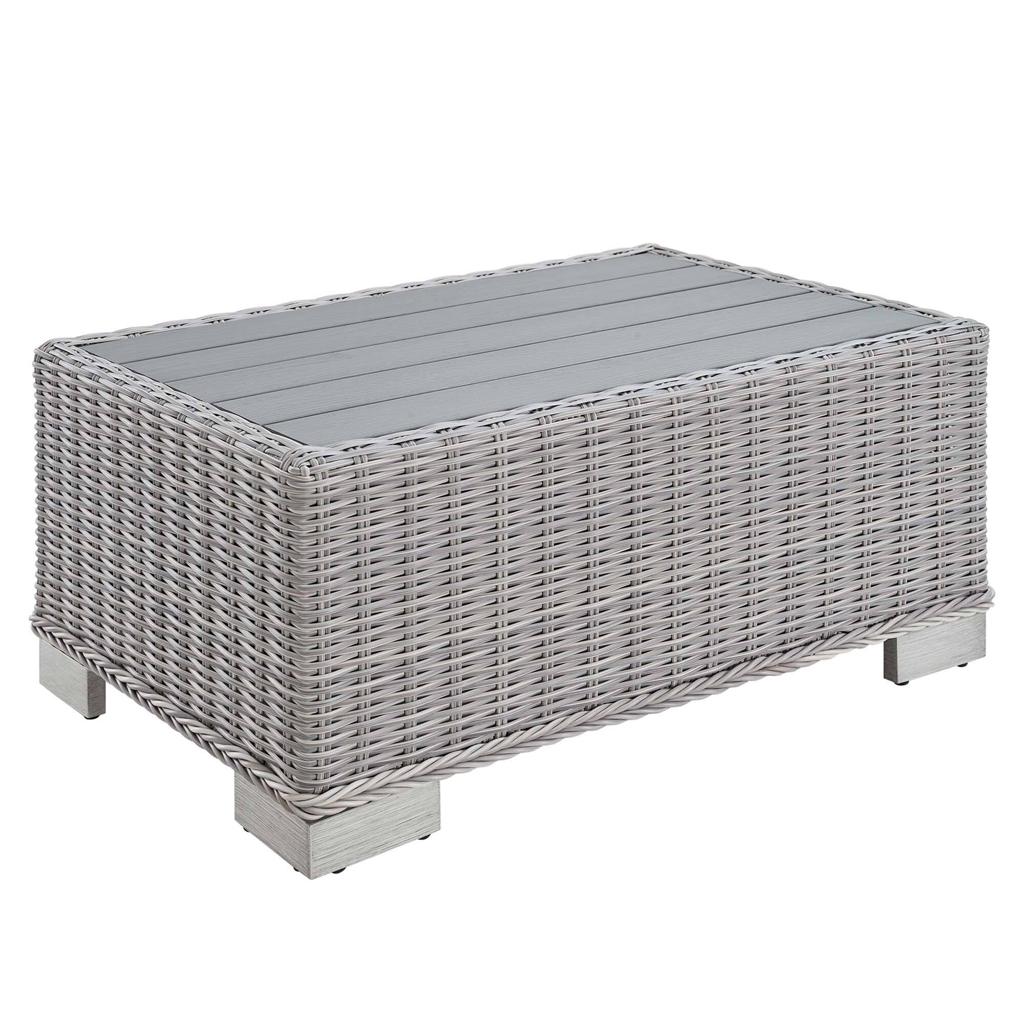 Angle. Modway - Conway 32" Outdoor Patio Wicker Rattan Coffee Table by Modway - Light Gray.